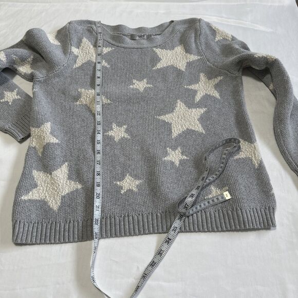 Marled Womens Lg Sweater Grey White Stars Knit Casual Y2K Crochet Cottage Core - Picture 7 of 12